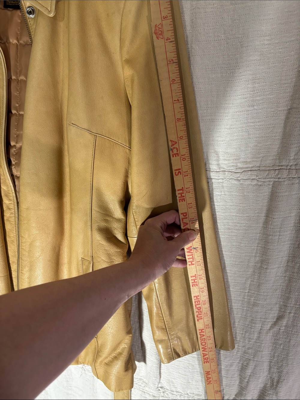 Vintage Wilson’s Leather Tan Zip Front Jacket Coat Quilted Liner Size Large - Picture 14 of 16